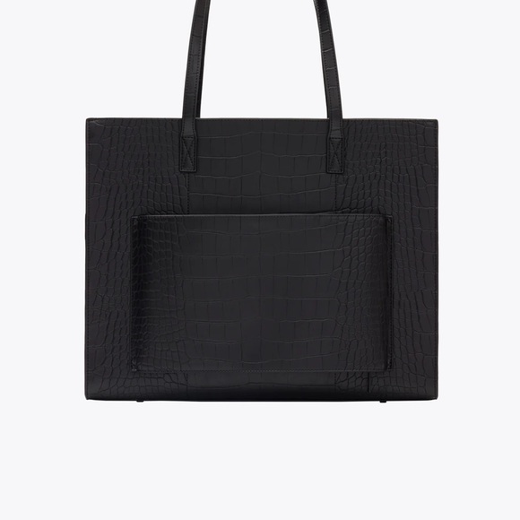 The Large Work Tote in Croc 🐊🖤 Black Crocodile-Embossed Bag - Picture 3 of 4